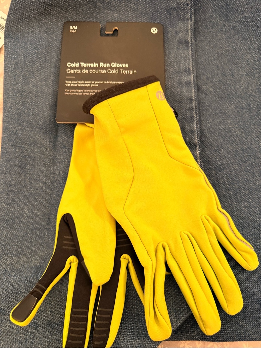 lululemon athletica Cold Terrain Run Gloves - Yellow with Black Accents